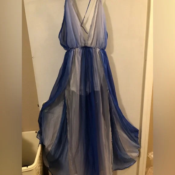 Fashion Nova Ombre Sheer Maxi Dress With Shorts - Picture 1 of 7